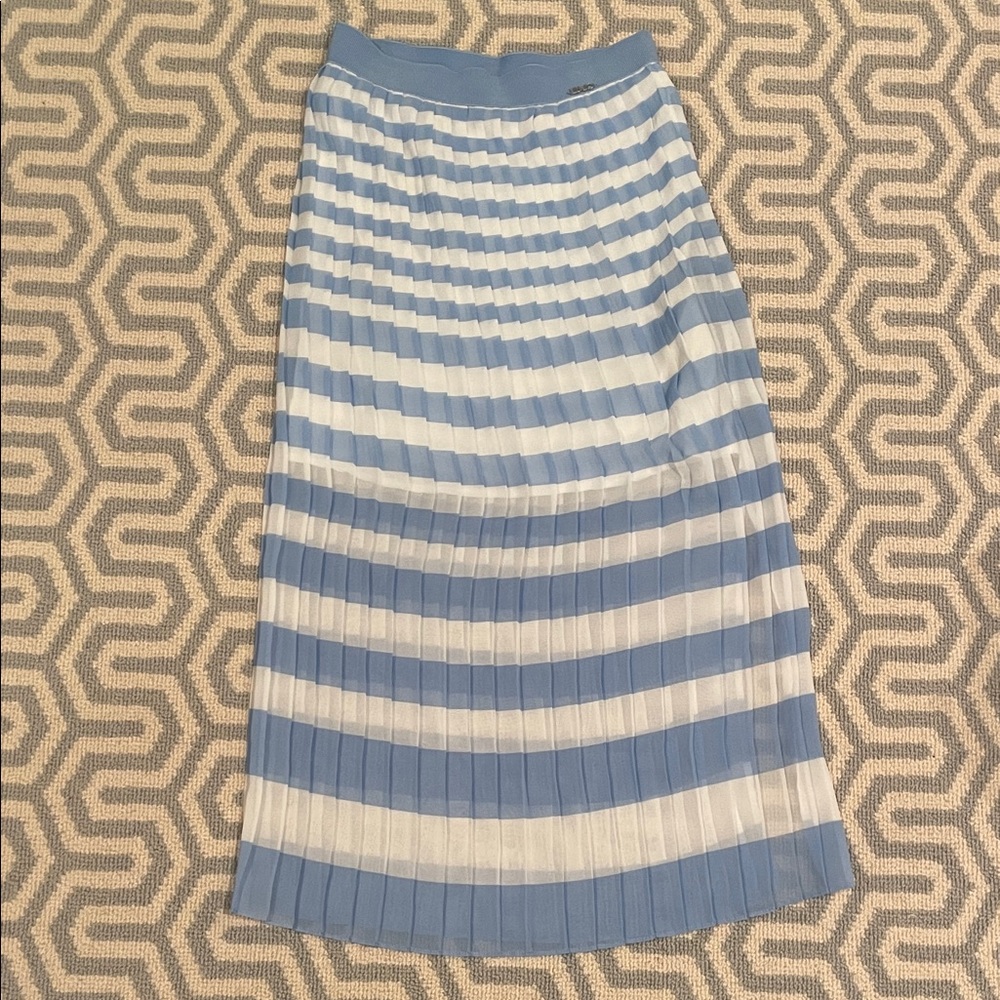 Liu Jo Striped Pleated Skirt in Blue and White
